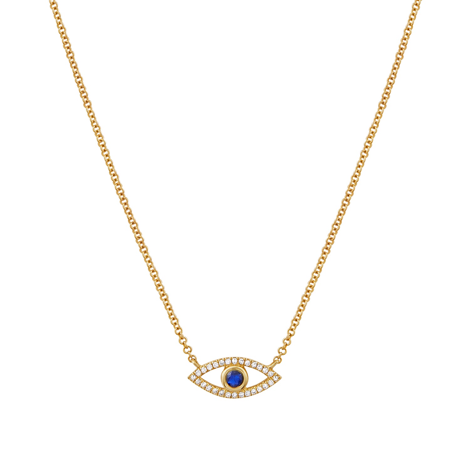 Blue Sapphire Evil Eye Pendent Necklace