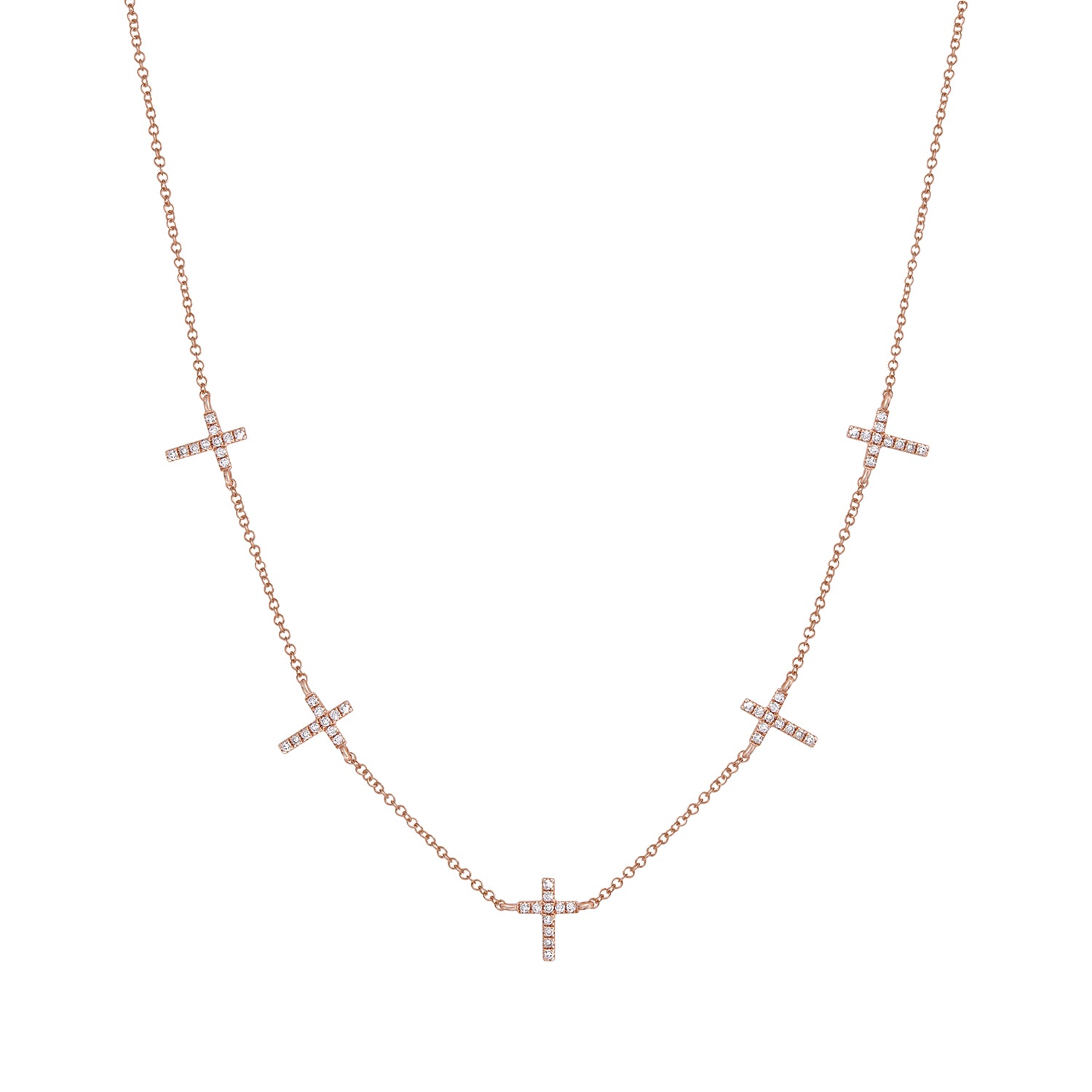 Diamond Rosegold Cross Choker Necklace
