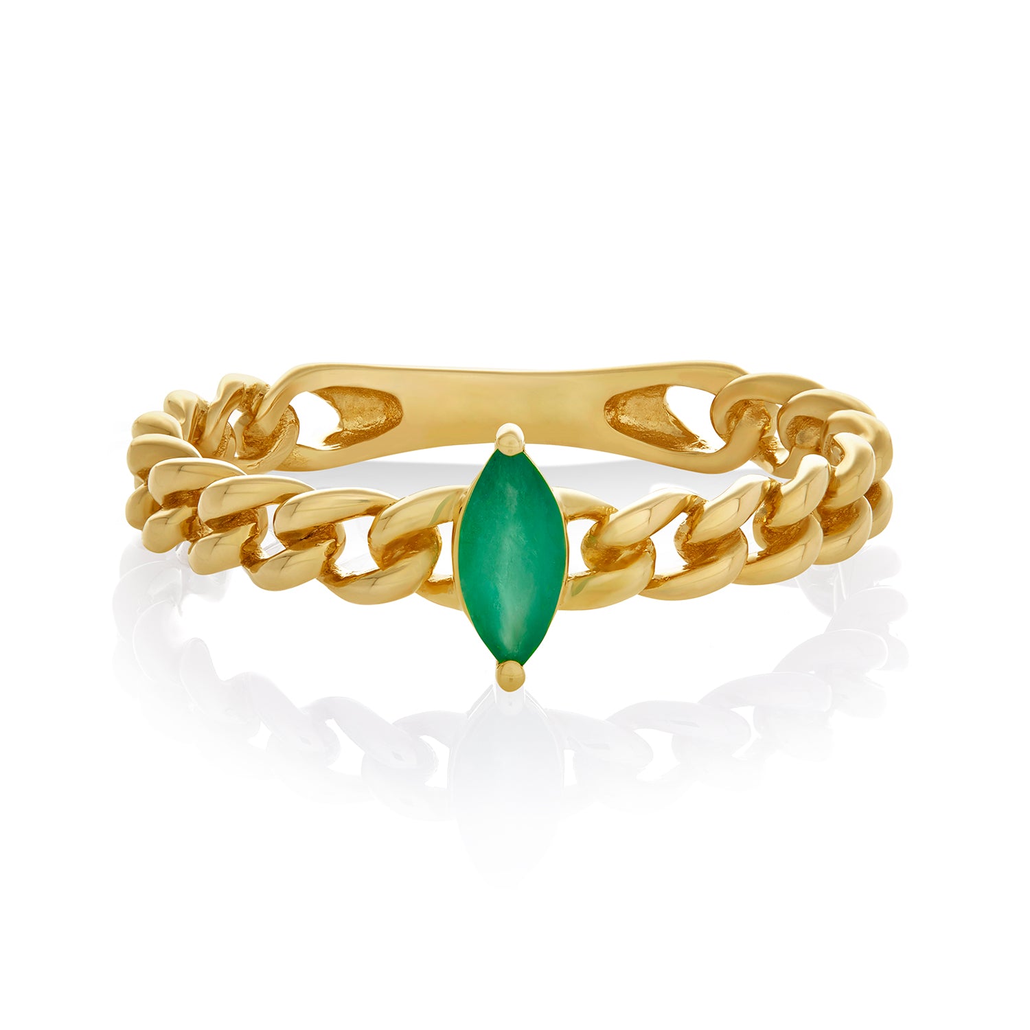 Emerald Marquise Cuban Ring (Plain)