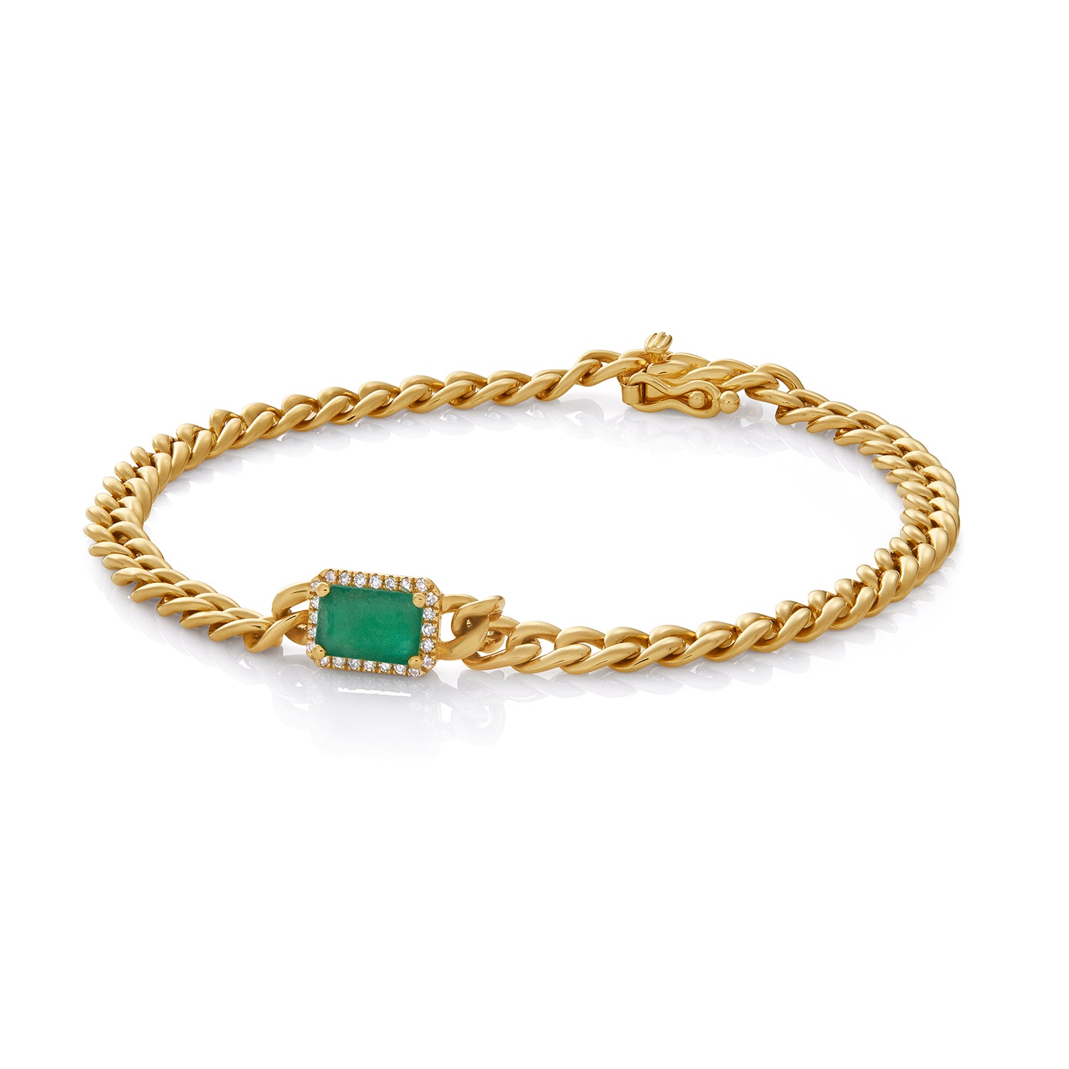 Emerald Diamond Cuban Link Bracelet